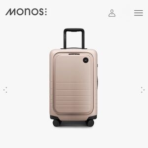 Monos Elegant Rose Quartz Carry-On Plus Rolling Suitcase